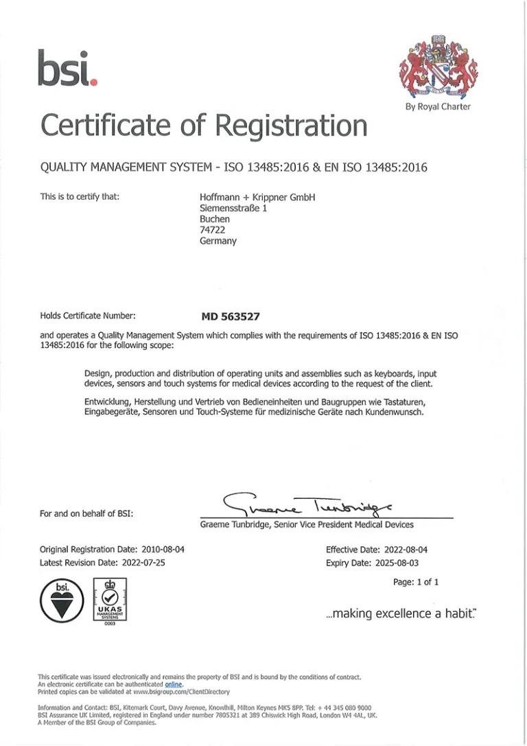 Zertifikat QMS ISO 13485