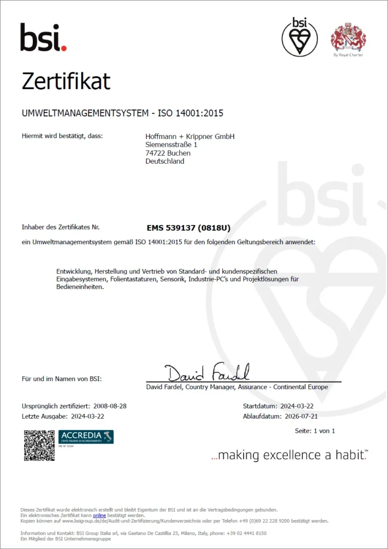 QS Zertifikat ISO 14001