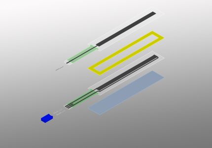 Hoffmann + Krippner - Explosionszeichnung eines linearen Folienpotentiometers