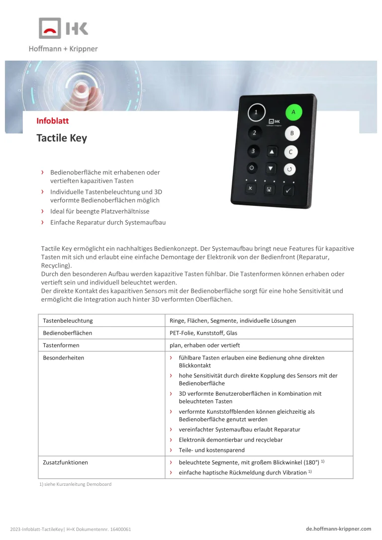 Infoblatt Tactile Key