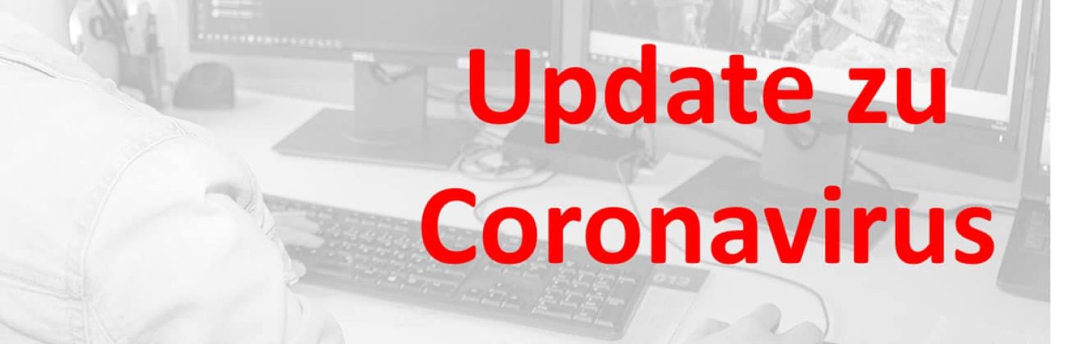 Schriftzug Update zu Coronavirus